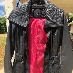 Black Faux Leather Long Jacket 💕